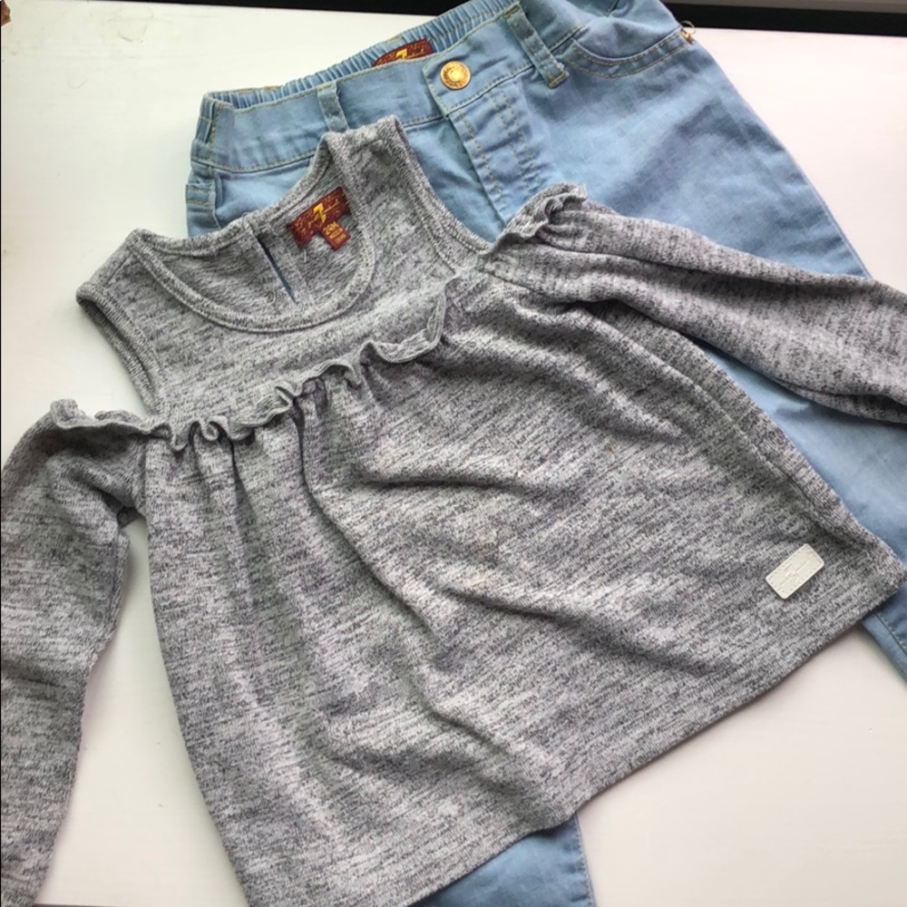 7 for all mankind open shoulder top and jeans